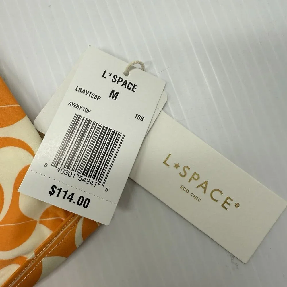 L Space  Bikini Top Women's orange Multicolored Avery Wrap Style Size Medium